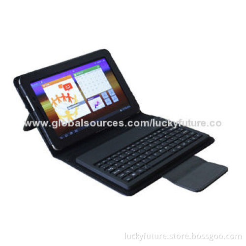 76 Keys Bluetooth V3.0 Silicone Keyboards with Leather Case, for Samsung P5200/P5210-Black